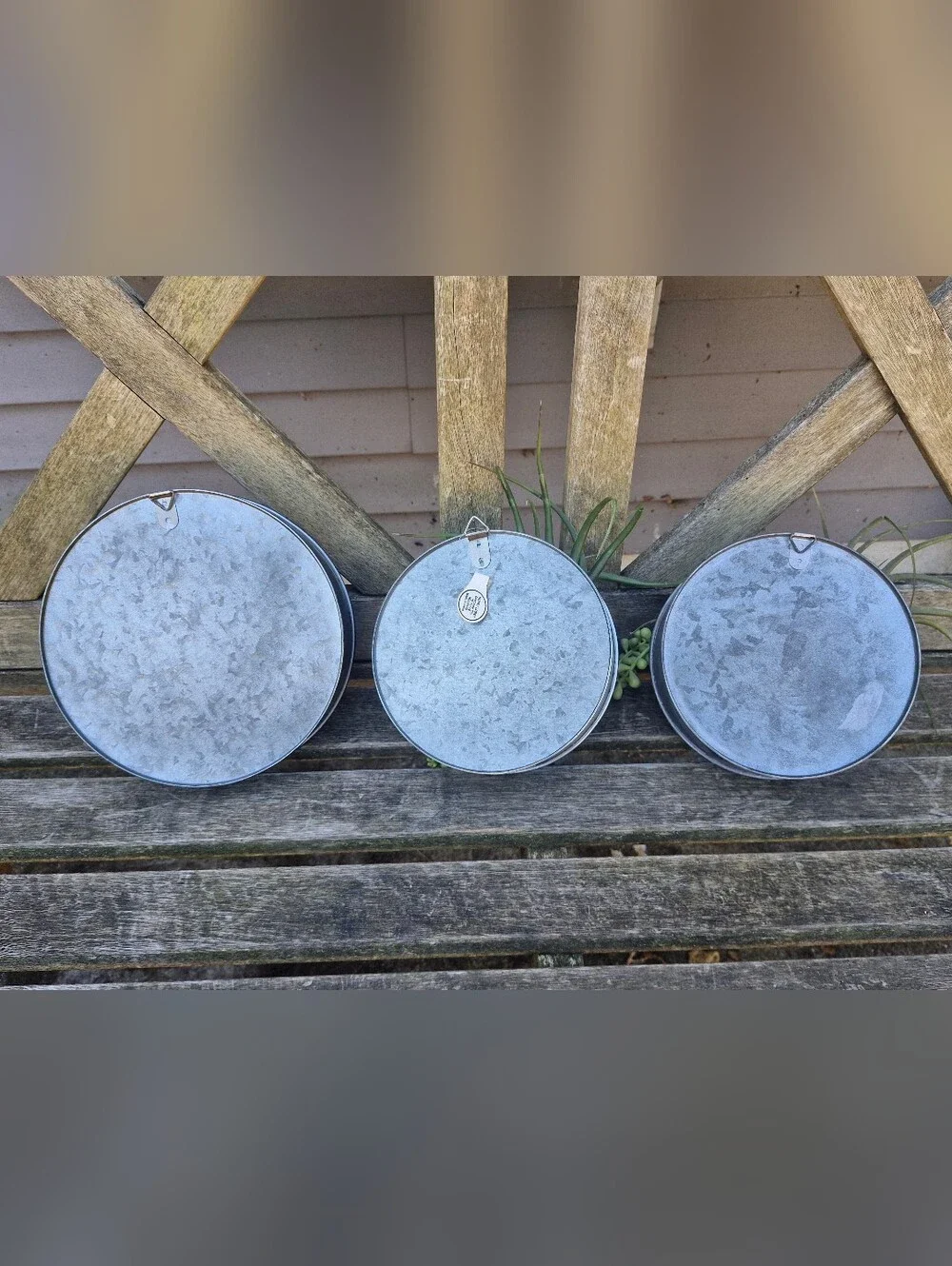 Hobby Lobby Set of 3 Metal Half Moon Wall Planters w/ Faux Succulents Home Decor